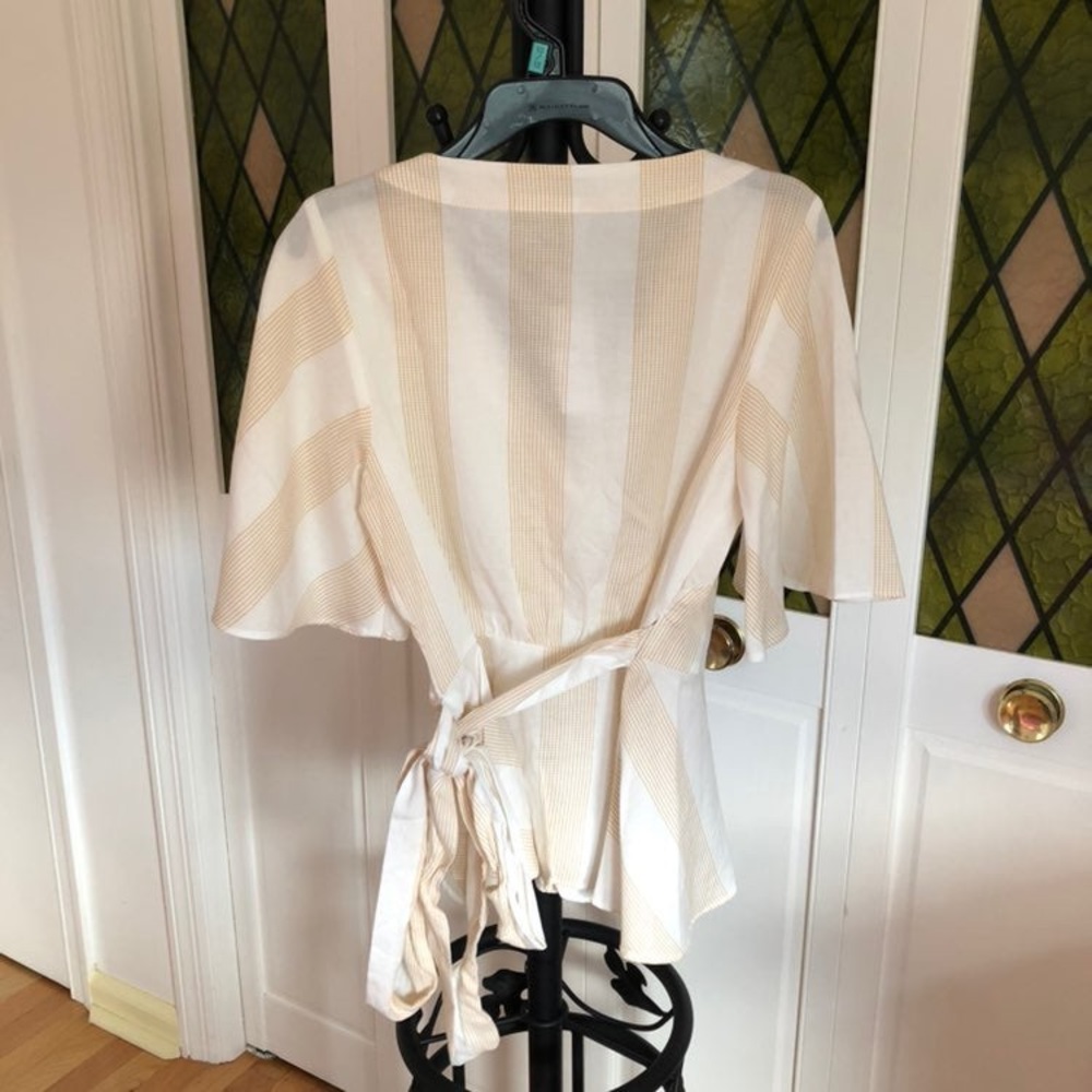 Loft wrap front striped gold and white blouse - Picture 9 of 16